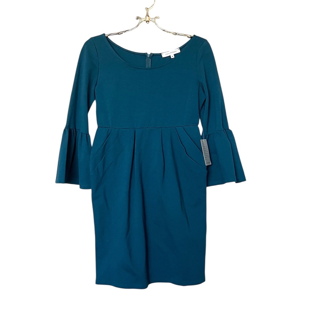 The Vanity Room Teal Sheath Midi Long Sleeve Dress. Size M